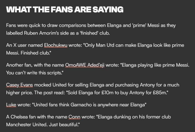 外网球迷：曼联让伊兰加踢得像梅西，1000万卖他8500万买安东尼